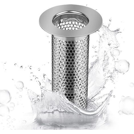 Duschfilter, 5,5 x 8 cm Abfluss Sieb aus Edelstahl, Haarfilter für Dusche, Abflusssieb Mesh, für Küche, Badezimmer, Balkon (Silber) (1/5)