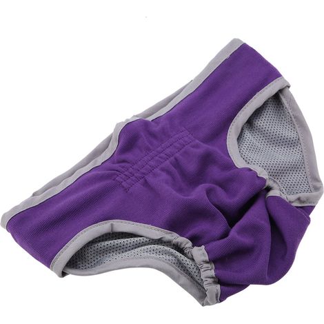 Culottes en polyester pour chien, sous-vêtements pour chiot femelle, culottes physiologiques, couches hygiéniques pour animaux de compagnie (violet, taille S) (1/5)
