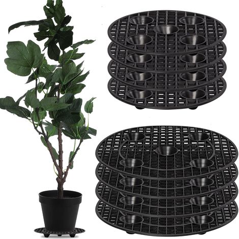 Lot de 8 supports pour plantes d'intérieur et d'extérieur - Dessous de pot en plastique disponibles en 2 tailles (20 et 30 cm) - Protection de sol robuste - Prévient la pourriture des racines et les d (1/5)
