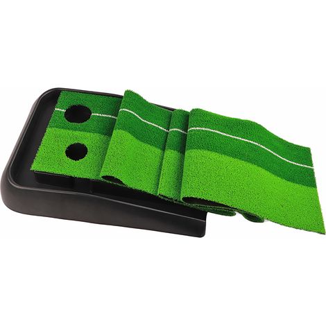 Tapis de putting gazon synthétique intérieur avec retour de balle, équipement d’entraînement de golf, surface verte (1/5)