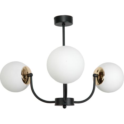 Lámpara de techo colgante negra con pantalla de cristal blanco 15-142 esti LAB
