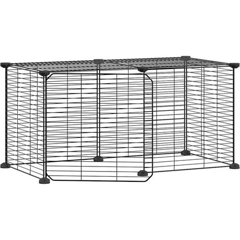Gabbia per animali con 8 pannelli e porta 35 x 35 cm nera 020041604