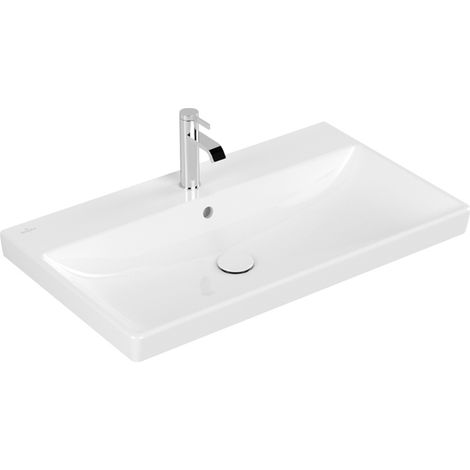 Villeroy & Boch Avento - Möbelwaschtisch, 80x47 cm, mit Überlauf, mit Hahnloch, CeramicPlus, Alpinweiß 415680R1 (1/5)