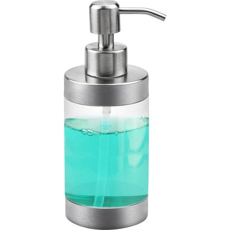 Seifenspender aus Edelstahl, 350 ml, transparente Seifenpumpe für Duschgel, ideal für Badezimmer und Hotels. – AquaForge (1/5)