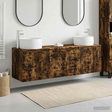 vidaXL Bathroom Cabinet Set 3 pcs Smoked Oak 161.5 x 44.5 x 80 cm (1/5)