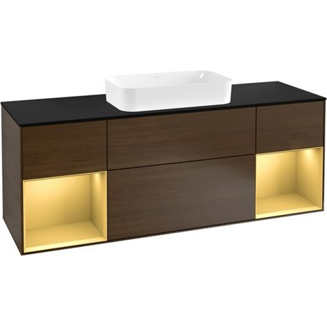 V&B Waschtischunterschrank Abdeckplatte bla m Finion 160x60cm, Reg gol m Lac, Walnut veneer (1/2)