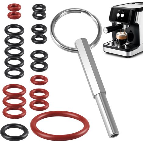 Lot de 21 clés à tête ovale avec anneau porte-clés, joints d'étanchéité avec brosses de nettoyage, pièce de rechange pour machine à café automatique (1/5)