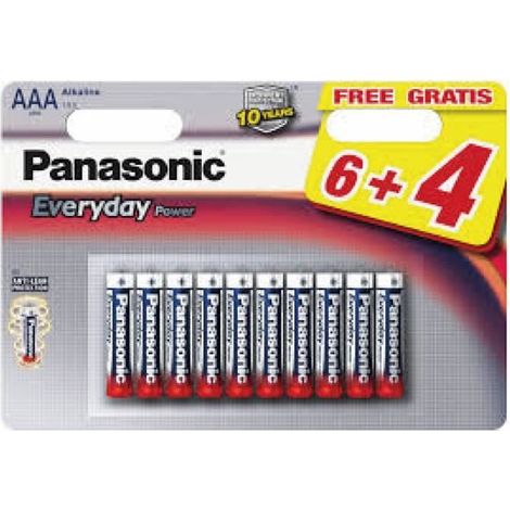 Pile Alcaline Panasonic LR03 AAA EVERYDAY POWER - blister de 6 + 4 offertes