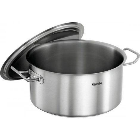 Casserole inox finition brossée 10,4 Litres, couvercle inclus