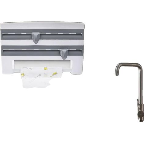 Dispenser di asciugamani di carta a parete con utensili da taglio, GRIGIO (1/2)