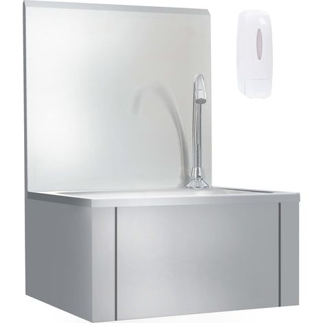 Handwaschbecken mit Wasserhahn und Seifenspender Edelstahl