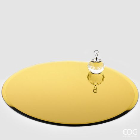 EDG Enzo De Gasperi Base Specchio Rotondo D 40 Cm Gold Vetro