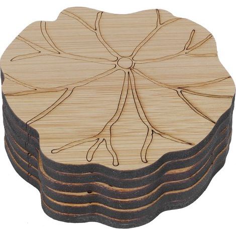 FEAW Coussin de Tasse, Tapis de Tasse, matériau en Bambou Naturel Exquis pour la Cuisine de Salon, Table à Manger, décoration de la Maison de la Salle à Manger(sous-Verre de Feuille de Lotus). (1/5)