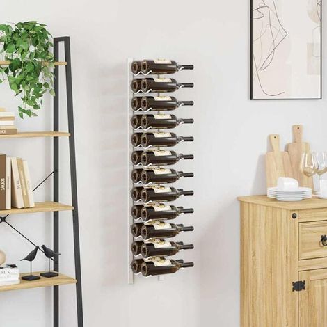 Étagère à Vin Murale en Métal Blanc - Rangement pour 24 Bouteilles de Vin, Support Mural Design Moderne pour Cuisine, Salle à Manger ou Cave (1/5)