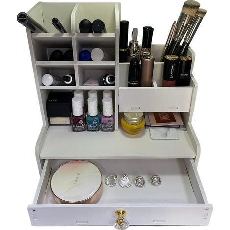 TrAdE Shop Traesio - Scaffale Organizer Portaoggetti Per Cosmetici Gioielli Trucco Portagioie Con Cassetto - (1/2)