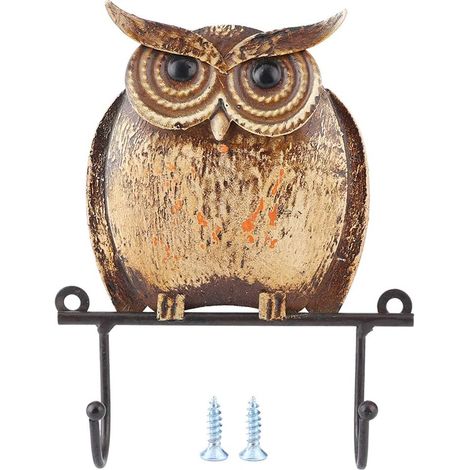 Cintre Mural, Support de Stockage de clés, Support de Crochet Mural en Forme de Hibou, Support de Cintre de Chapeau de Fer Vintage, adapté aux Ornements de Salon à la Maison (1/5)