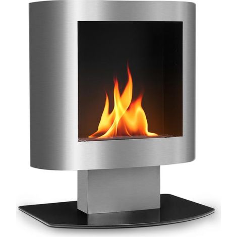 Cheminée bioéthanol portable – Combustion 4h – Inodore et sans fumée – Technologie 3D-LED pour flammes réalistes – 1000W/2000W – Oneconcept