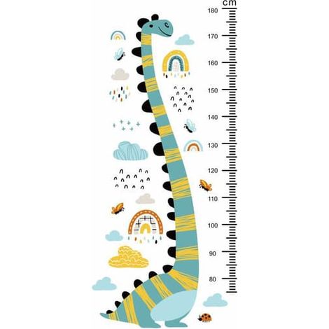 Ensemble d'autocollants muraux dinosaures pour mesurer la taille, décoration murale (1/3)