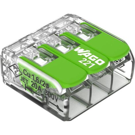 Connecteur Wago 221 3x4mm2 Connexion Rapide Et Sécurisée 3 Fils - Wago