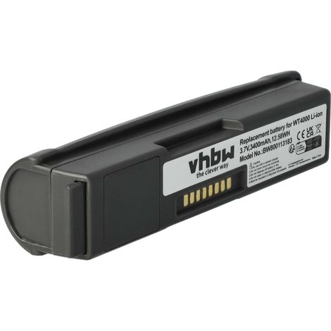 vhbw Akku kompatibel mit Zebra WT4000, WT4090, WT41N0 Barcodescanner POS (3400mAh, 3,7V, Li-Ion)