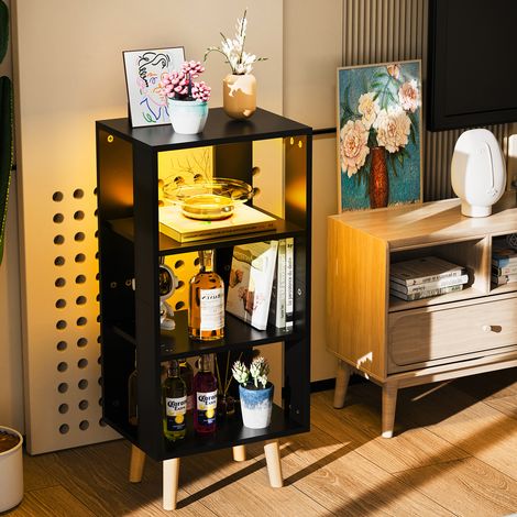 Meuble de Rangement Scandinave à LED - 3 Étages Ouverts avec Éclairage RGB Structure Renforcée 90kg en Panneau MDF (Design Parisien) (1/5)