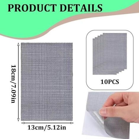 10pcs Patchs de Réparation pour Moustiquaire,Grille Grillage Métallique Filtre Anti Insecte Mesh Maille Anti-Moustique Tissu Adhésif (1/3)