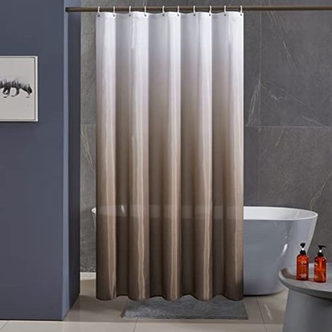 Antimykotischer, antibakterieller Duschvorhang aus Textil, extra groß, weiß taupe, 200 x 200 cm, mit 12 Ringen und Haken (1/5)