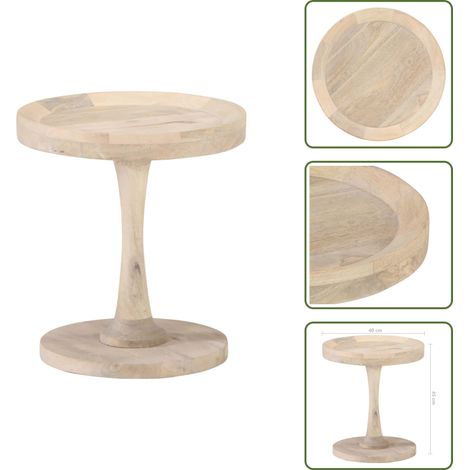 The Living Store Beistelltisch Ø40x45 cm Mango Massivholz - Holzbeistelltisch (1/5)