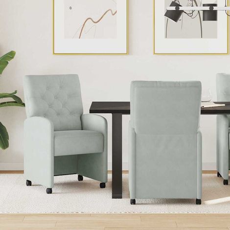 Esszimmerstühle mit Rollen 2 pcs Hellgrau 58 x 67 x 97 cm Samt