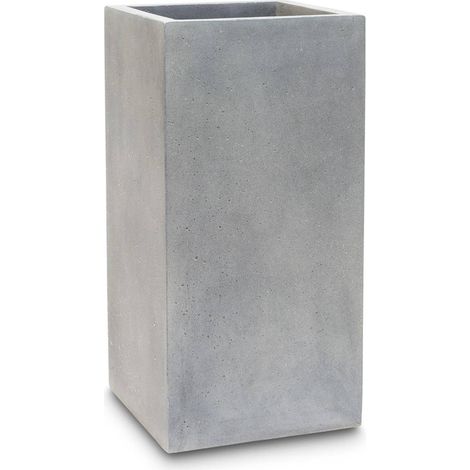Bac polystone 35 cm x 35 cm H 70 cm Ext. carré haut gris ciment - dimhaut: H 70 cm - couleur: Cristal gris