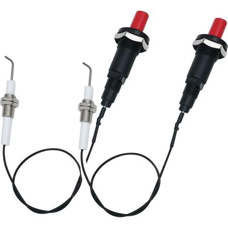 Lot de 2 Allumeur piézo, Tension 18 kV, Câble 1000 mm, Trou 18 mm, Barbecue gaz (1/5)