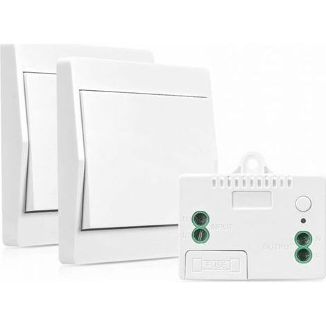 pair (Paquet de 2) interrupteur auto-alimenté sans fil sans batterie, interrupteur de sécurité émetteur RF et contrôleur de récepteur, télécommande murale 200 M, 433 MHz, (1/5)
