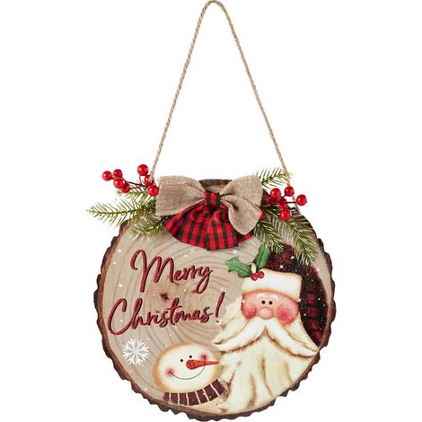 Ej.Life Weihnachtsdekoration, originelles Holzschild, umweltfreundlich, ländliche Holzdekoration zum Aufhängen, Weihnachts-Willkommens-Türschild, Feiertagstür-Hängegirlande (JM01093) (1/5)