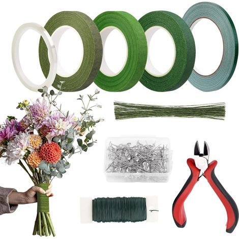 Kit de Composition Florale, Fournitures Pour Arrangements Floraux, Artisanat Créatif Manchons pour Tiges Outil de Mariage pour Projets de Boutonnières de Fleuriste (1/5)