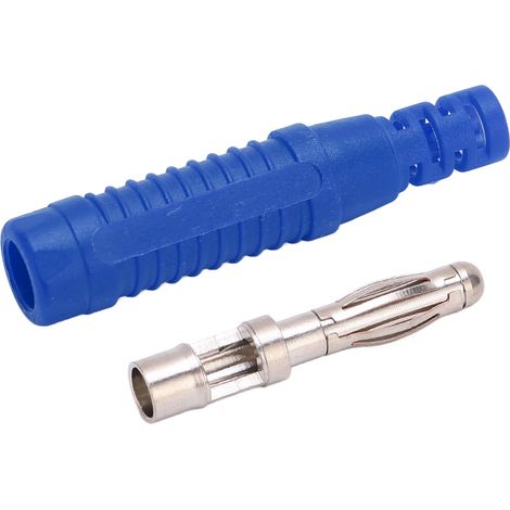 Packung mit 10 roten Kupfer-Bananensteckern, 4 mm Stecker mit Etui für Testgeräte (blau). (1/5)