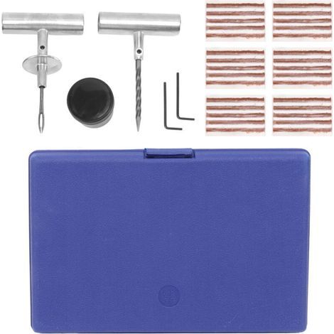Kit de réparation de pneus en acier, kit d'outils d'urgence universel pour véhicules lourds, adapté aux voitures, camions, motos, VTT (1/5)