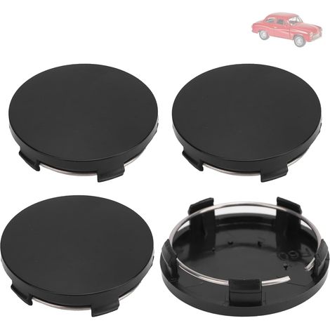 4PCS 60mm Car Wheel Center Hub Cap with Iron Ring Stylish Wheel Tyre Center Rim Hub Cover Universal Replacement for Most Cars Car Accessories Wheel Hubs (Black) (1/5)