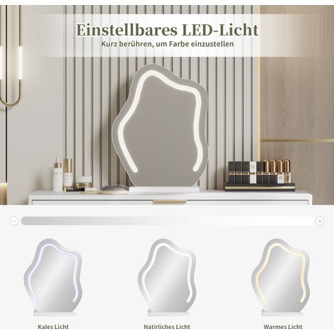 DYHOME Meuble-lavabo avec miroir éclairé par LED Conception coulissante Tabouret non inclus (1/5)