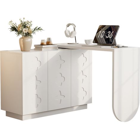 CHICFURN Escritorio esquinero giratorio 170 x 38,5 x 75 cm blanco MDF con 3 puertas (1/5)