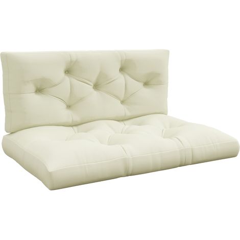 CHICFURN Cojín de asiento exterior 120 x 80 x 12 cm poliéster crema, 2 piezas (1/5)