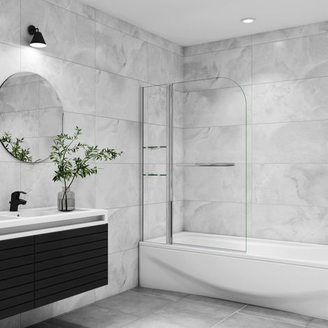 Badewanne Aufsatz 2 tlg. Faltwand Duschwand Drehen 180°duschabtrennung 120x140cm (1/5)