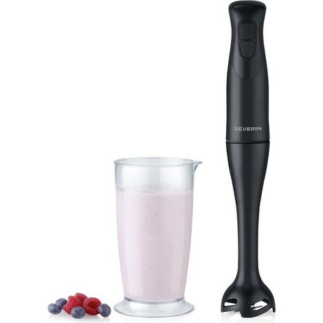 Frullatore a immersione - SEVERIN - SM3761 - 350 W - Piede removibile - Bicchiere 700 ml con coperchio - Doppia lama affilata - Turbo - Nero