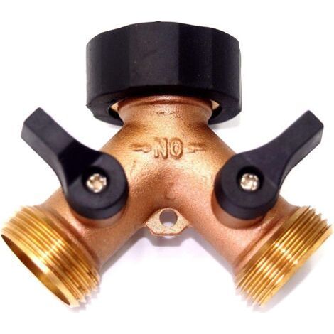 Brass 2-Way Faucet, Garden Hose Diverter, Garden Splitter Timer for Outdoor Faucets (1) (1/5)