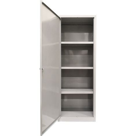 Armadio Portadocumenti 1 Anta 3 Ripiani 60x40x167 cm in Metallo Verniciato Grigio Chiaro