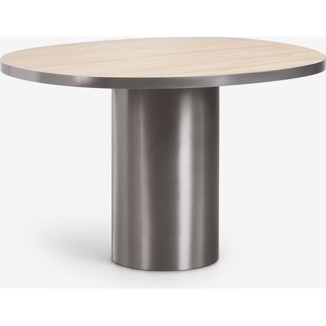Tavolo da pranzo ovale 120x100 cm in pietra naturale e acciaio inossidabile Fertrix SKLUM            