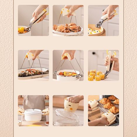 Pince anti-brûlure, pince pour assiette isolante, pince pour cuiseur vapeur de cuisine, pince antidérapante pour casserole. (1/5)
