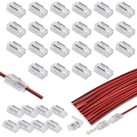 41 Pièces Kit de Connecteur Ruban LED,Raccord LED Ruban,Connecteur LED 2 Broches,Adaptateur Transparent pour Ruban Lumineux,Compatible avec Bande LED 12V (1/5)