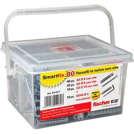 Kit fixation Fischer Smartfix 80 pièces nylon gris