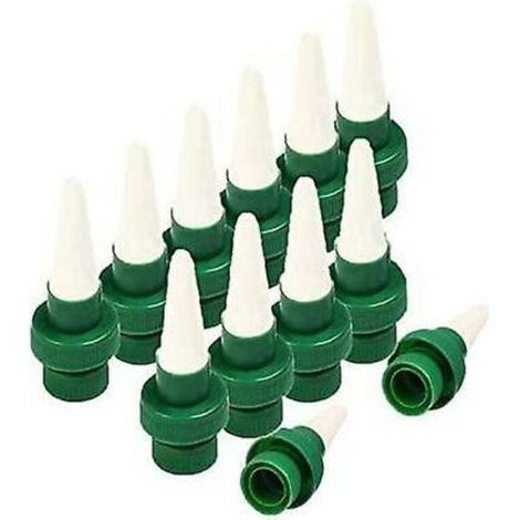 Arrosage automatique pour plantes en céramique avec pics d'arrosage automatique pour fleurs et goutte-à-goutte, système d'arrosage pour intérieur et extérieur Lot de 12