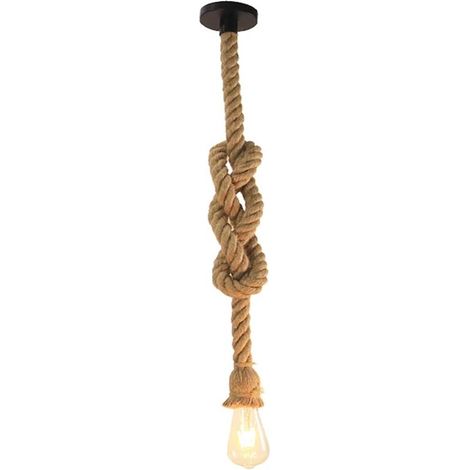 (150CM) Lampe À Suspension Rétro Vintage Suspension En Corde De Chanvre E27 Lustre Antique (1/5)